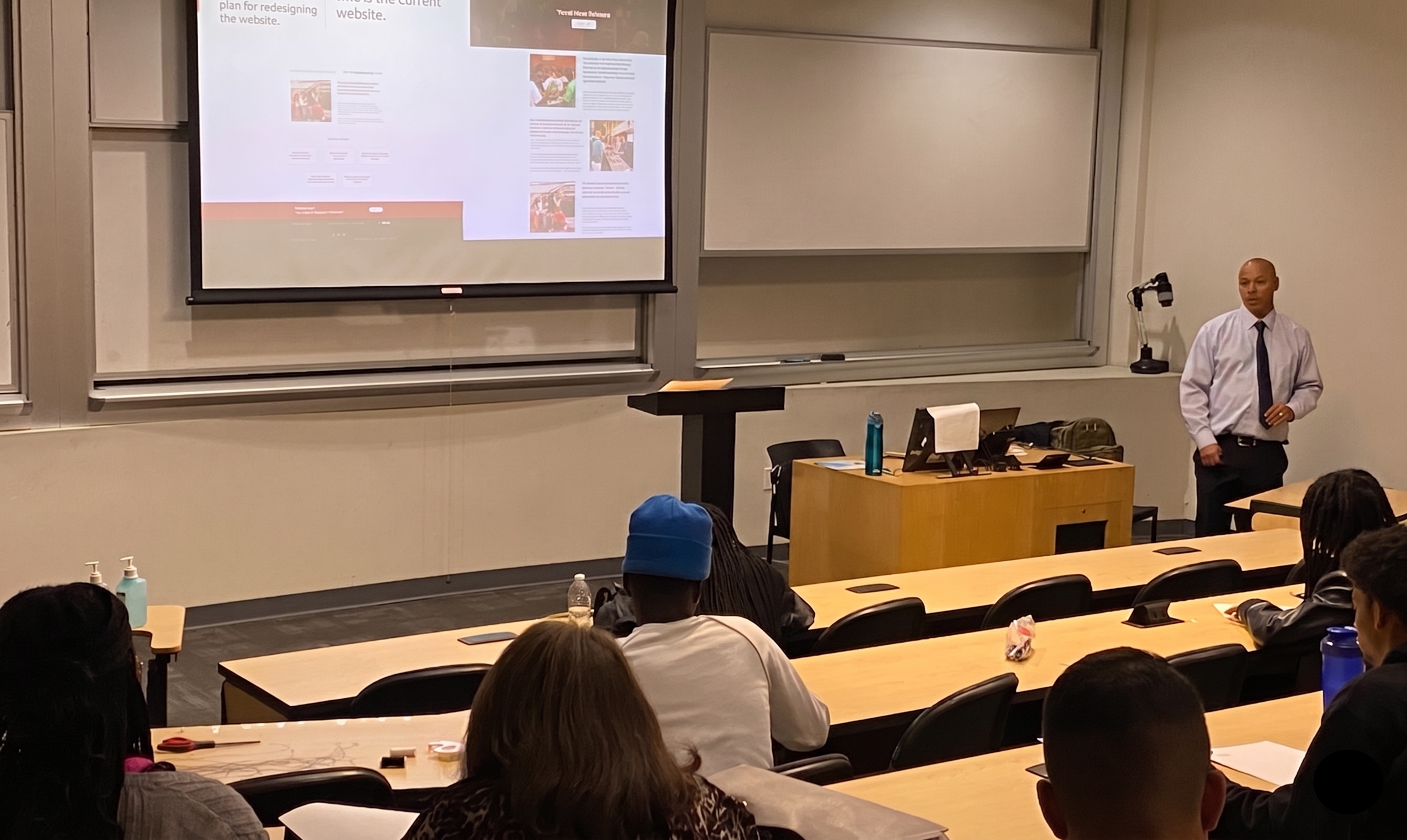 Ivor Nolan Bok lecturing at a university